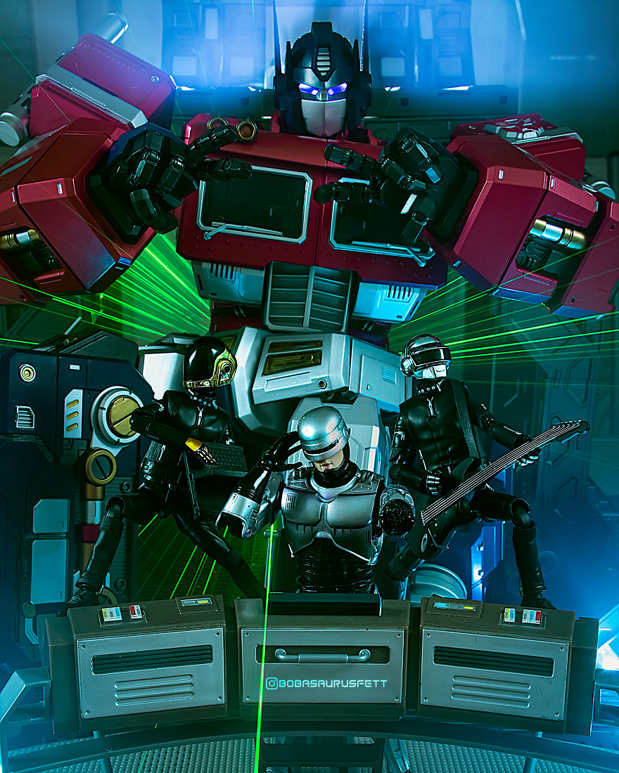 "Robot Rock" Featuring Optimus Prime, Robocop, And Daft Punk.