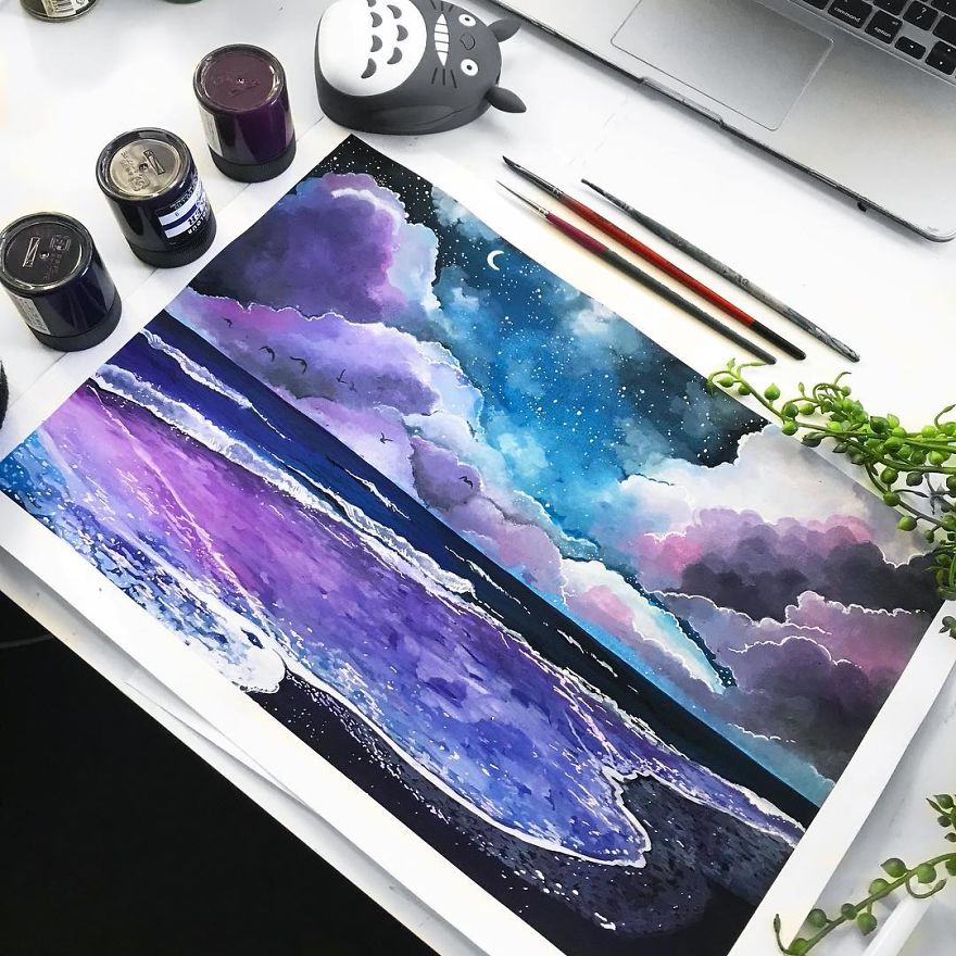 This Artist Creates Beautiful Paintings In Her Sketchbook Inspired By Nature