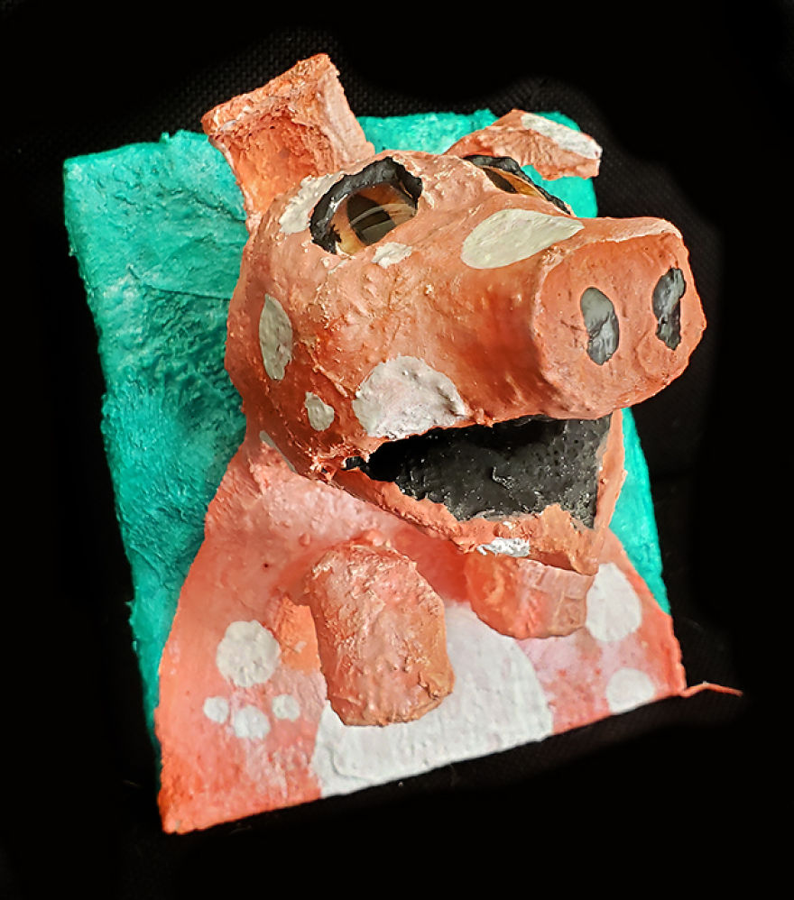 Funky 3D Animal Portraits From Discarded Materials And Taxidermy Eyes