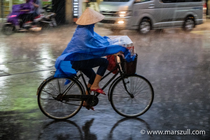 Colourful Hanoi In Rain And Thunder