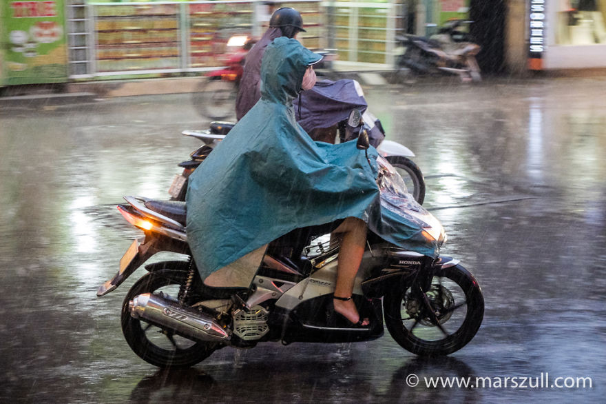 Colourful Hanoi In Rain And Thunder