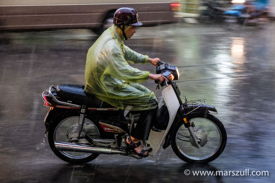 Colourful Hanoi In Rain And Thunder