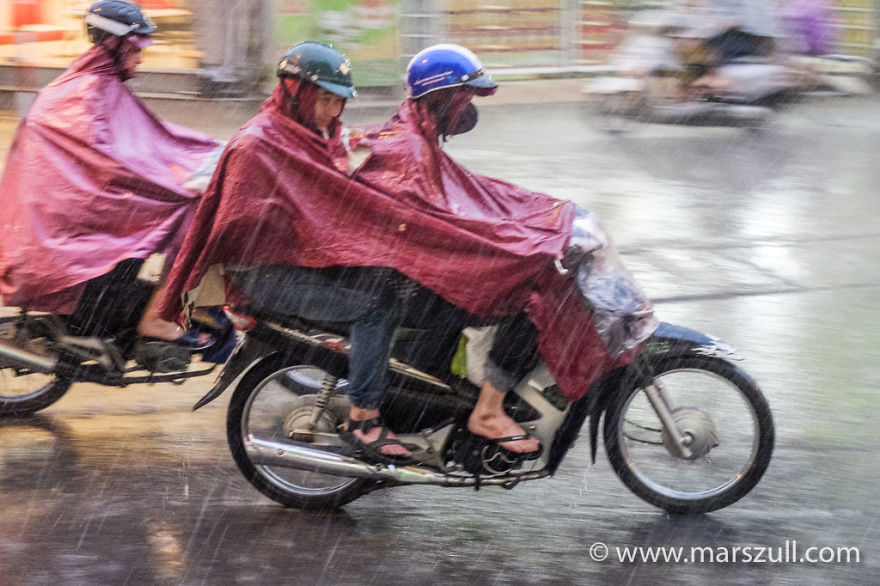 Colourful Hanoi In Rain And Thunder