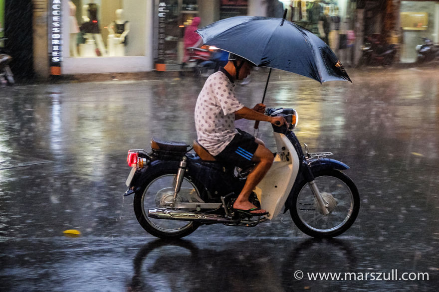 Colourful Hanoi In Rain And Thunder
