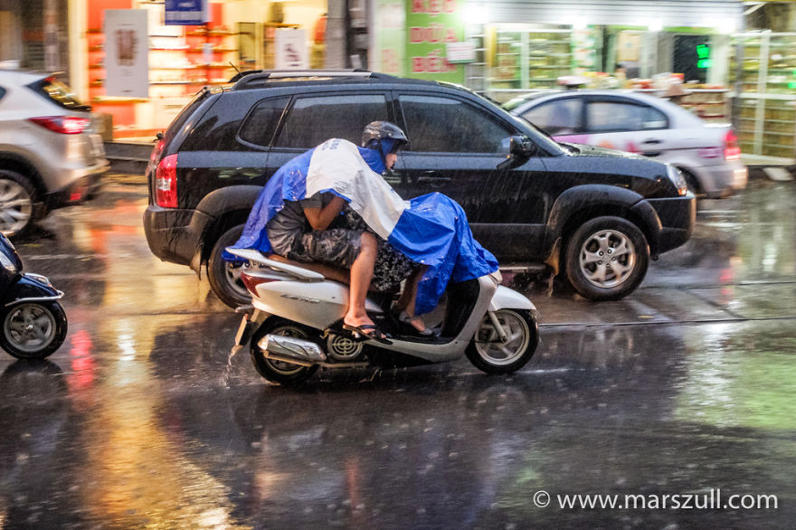 Colourful Hanoi In Rain And Thunder