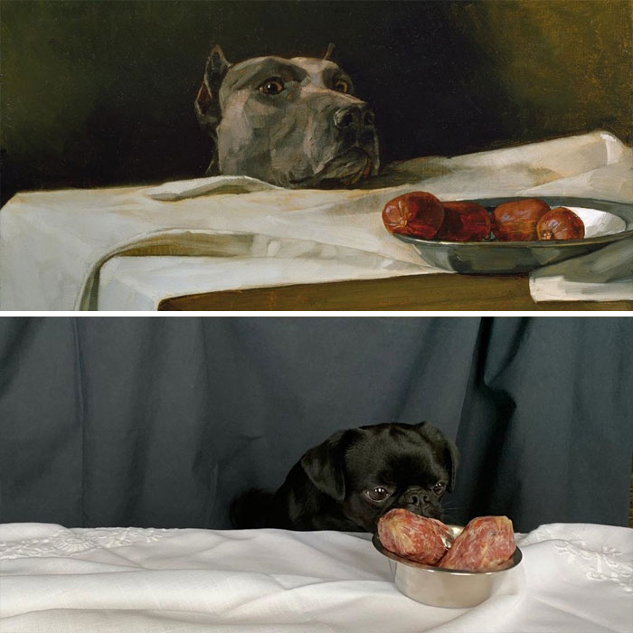 Caesar At The Rubicon (Dog With A Plate Of Sausages) By Wilhelm Trübner vs. Masya At The Rubicon