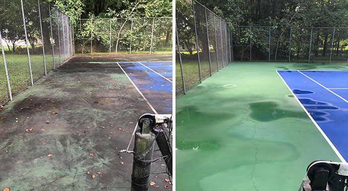 A Little Tennis Court Cleaning We Did This Week