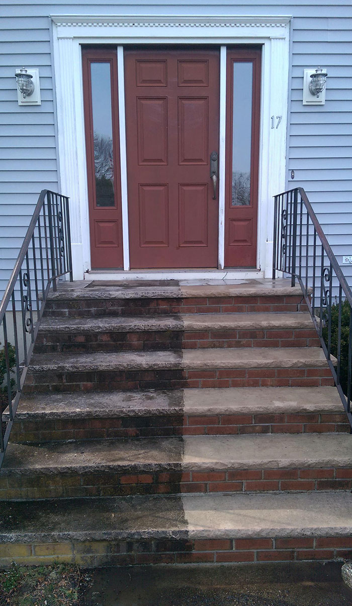 Cleaned Half Of Our Steps To Show Off The Results. I Thought The Stone Was Black