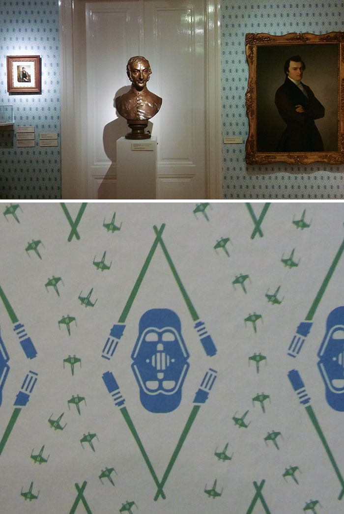 I Was At The National Gallery In Slovakia And Noticed They Use Star Wars Wallpaper On One Of The Walls In A 19th Century Art Exhibit