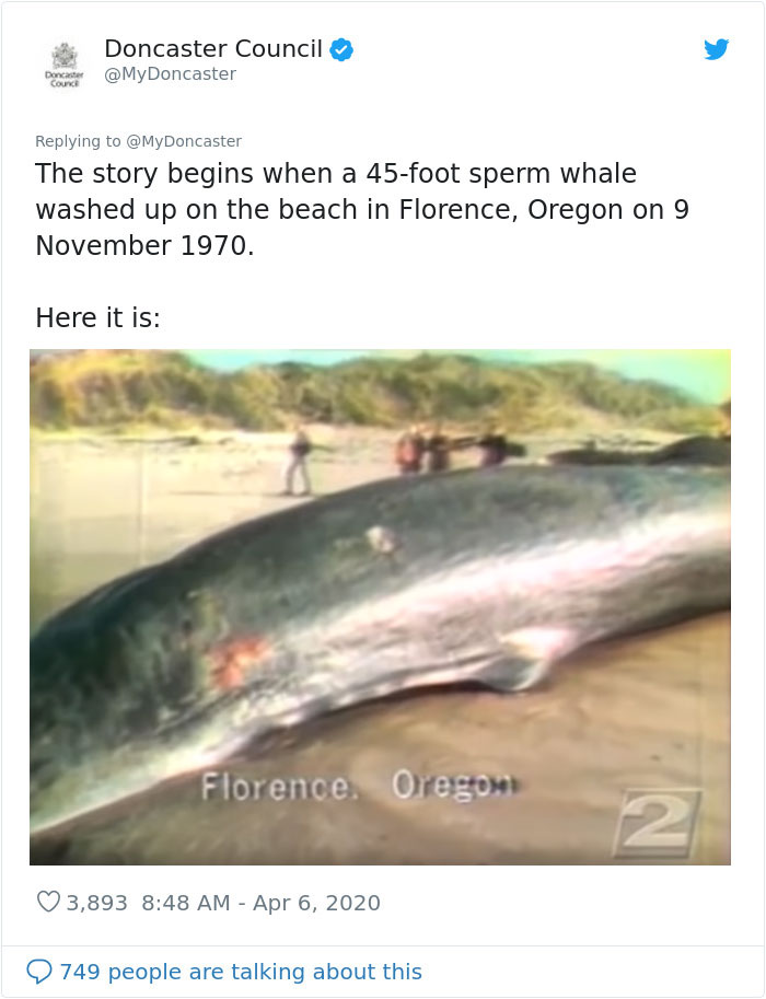 People Are Applauding This Twitter Manager For Using A Whale Blown Up In The 1970s As A Lesson On Coronavirus