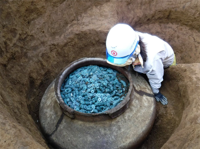 A Treasure Trove Of Thousands Of Bronze Coins Found In A Ceramic Jar At The Site Of 15th Century Samurai’s Residence