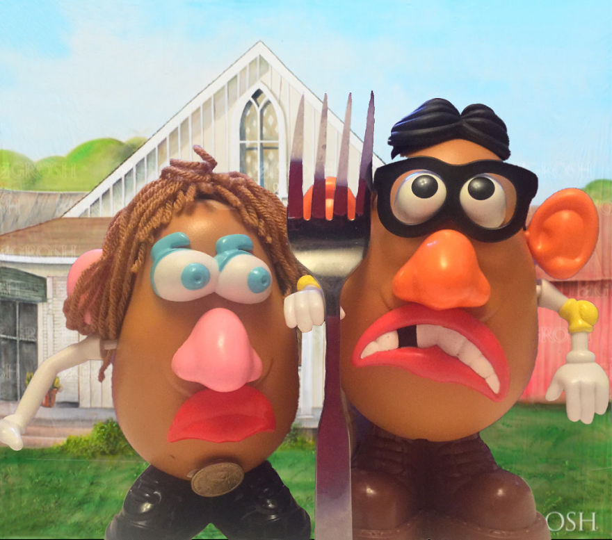 Stacey Bolnick Takes The Getty Art Museum Challenge To A New Level, With Mr. And Mrs. Potato Head As Her Inspiration. Stacey Bolnick Takes The Getty Art Museum Challenge To A New Level, With Mr. And Mrs. Potato Head As Her Inspiration.