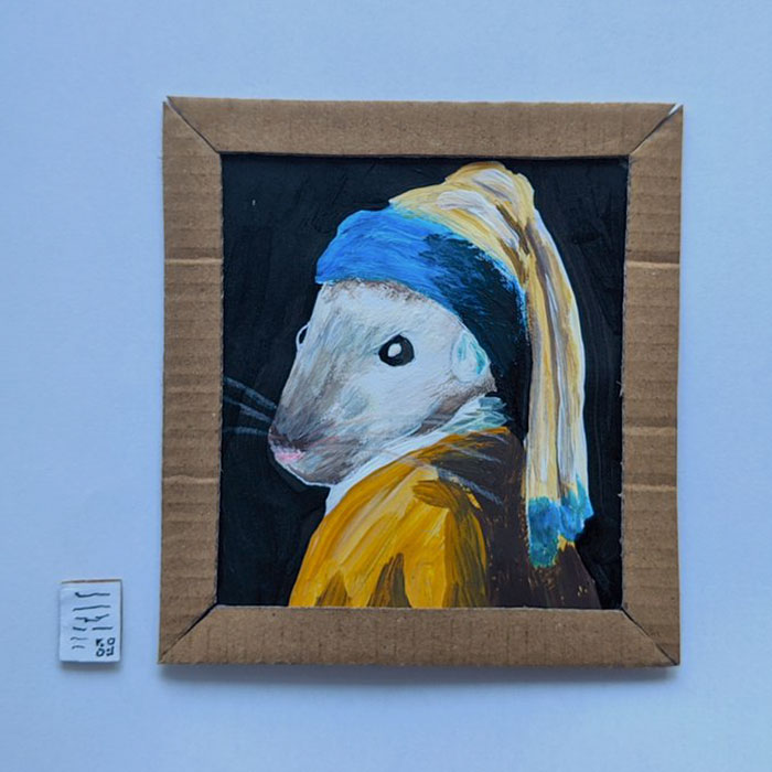 Quarantined Couple Creates A Miniature Art Gallery For Their Gerbils With Iconic Paintings