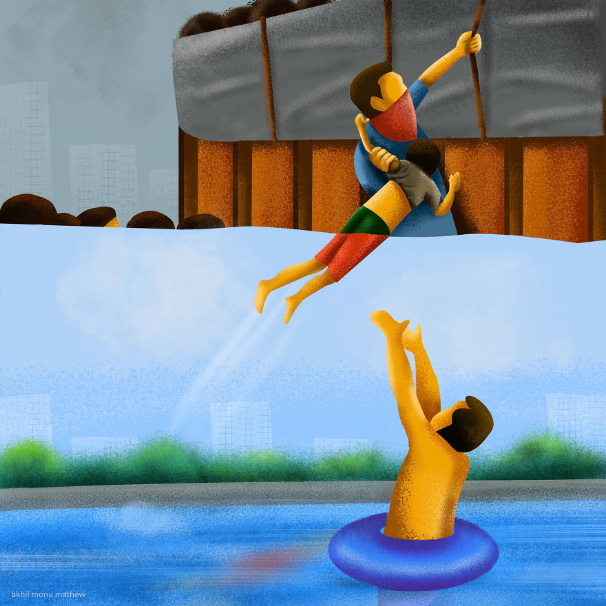 I Did An Illustration Series To Show The Migrant Crisis In India