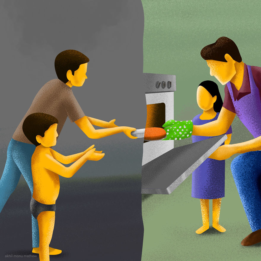 I Did An Illustration Series To Show The Migrant Crisis In India