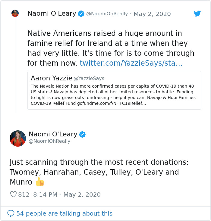 Native Americans Send Ireland $170 As 1845 Famine Aid, Ireland Gives Back By Fueling $2.9M COVID-19 Relief Fund In 2020