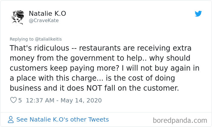 Turns Out, Some Restaurants Are Charging COVID Taxes After Re-Opening And It Boggles People