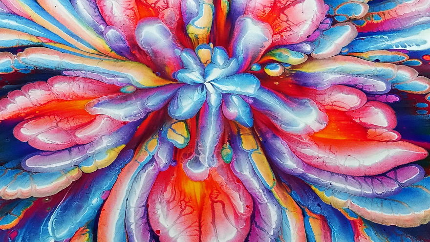 Gorgeous Rainbow Flower ~ Must See ~ Acrylic Pour Painting ~ Step By Step ~ Paint #withme