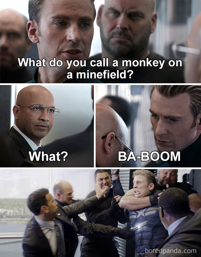 Captain America Elevator Meme Monkey On A Battlefield Baboom