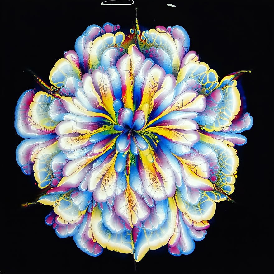 Amazing Acrylic Pour Flower Painting ~ Only 3 Colours Amazing Acrylic Pour Flower Painting ~ Only 3 Colours