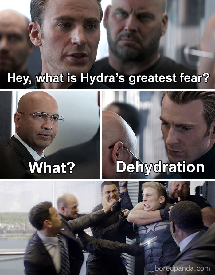 Captain America Elevator Meme Dehydration Hail Hydra