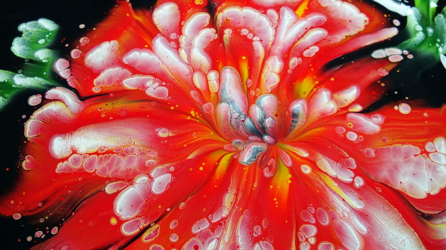 Hibiscus Flower 🌺 ~ Acrylic Pour Painting ~ Reverse Flower Dip ~ Paint #withme