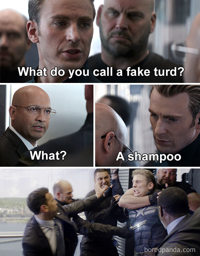 Shampoo Dad Joke From Captain America Elevator Meme