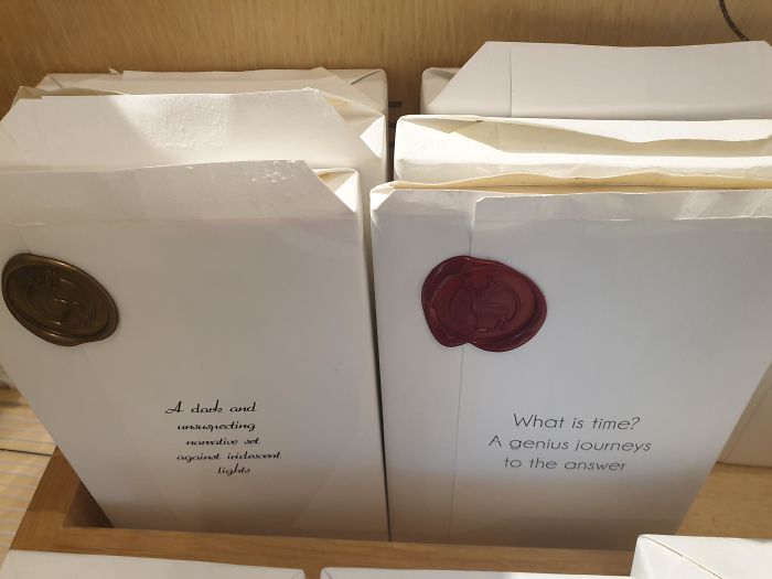 This Store Sells Books Wrapped In Packaging So Readers Can Pick A Book From Just A Sentence. Somebody Opened All Of Them