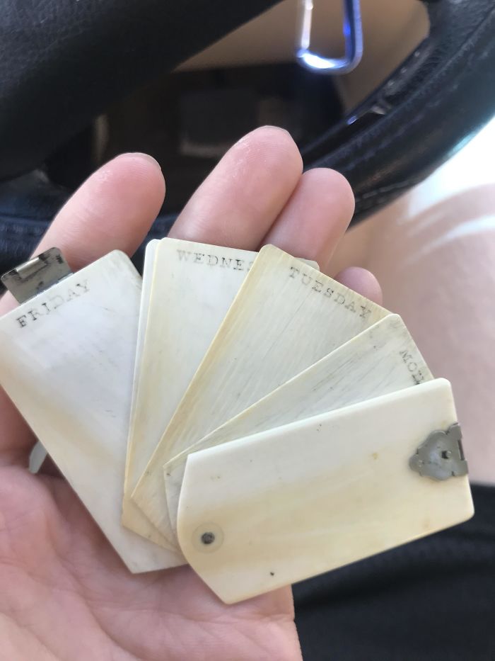 Thin Slabs Of Ivory With Days Of The Week On The Top Found In My Closet. What Is This Thing?