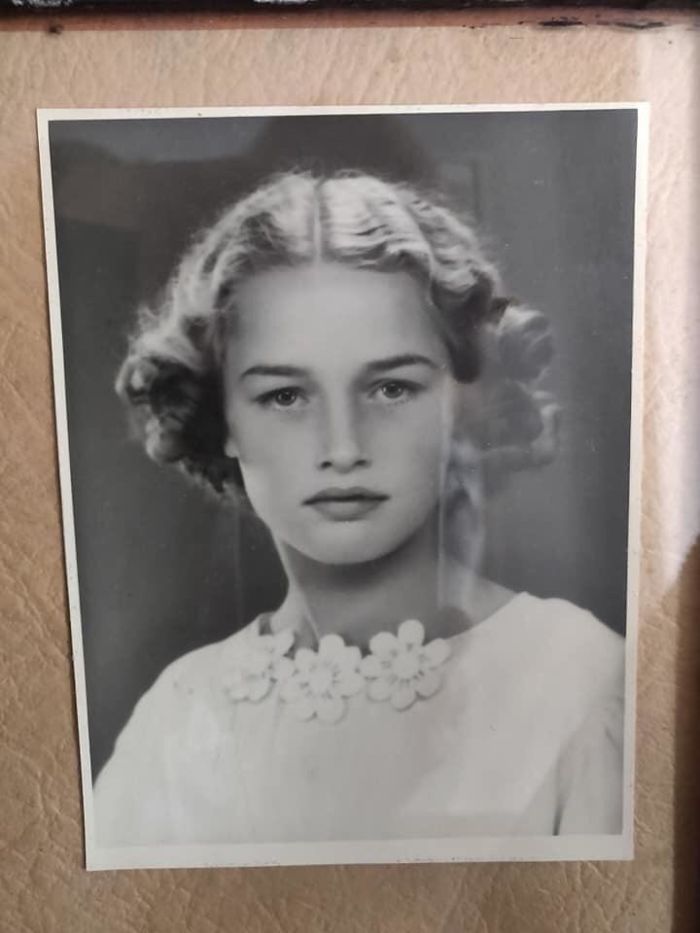 My Grandmother On Her Confirmation Day In 1941. She Is 14 Years Old In This Picture And She Made Her Own Dress.