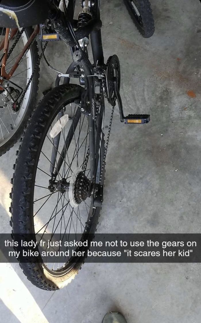 Damn, If Bike Gears Scare The Kid Then Car Engines Are Gonna Traumatize Them