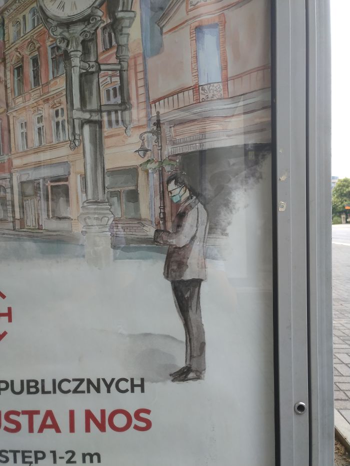 Mask On Person's Face Doesn't Cover The Nose. The City Billboard