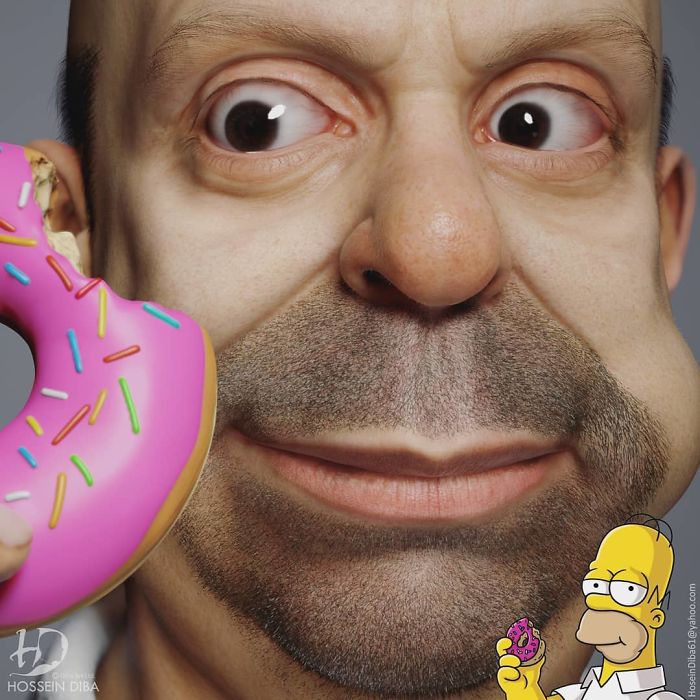 Artist Comes Up With Cursed Imagery As He Tries Realistically Recreating 'The Simpsons' Characters