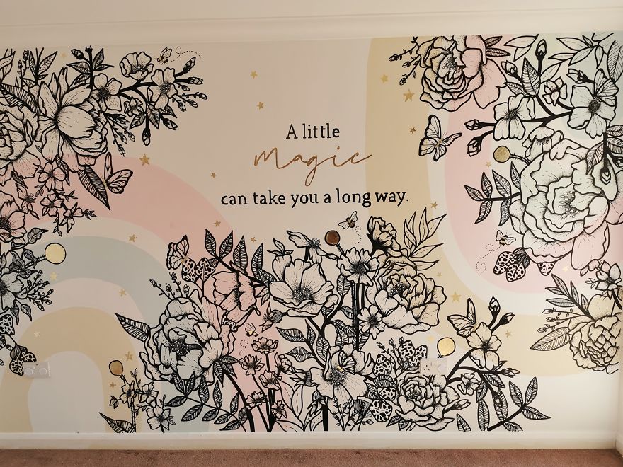 Beautiful Illustrated Bedroom Mural