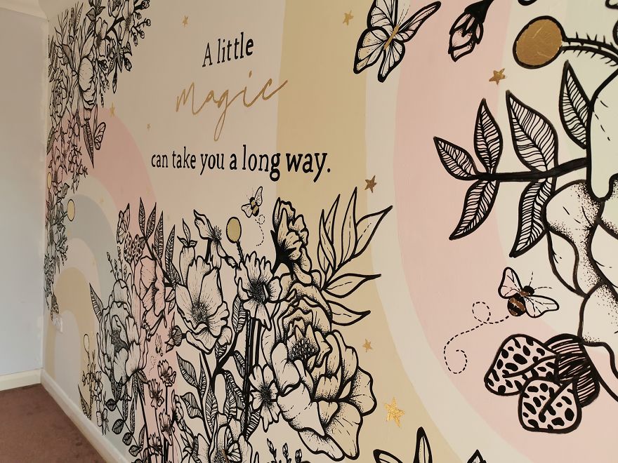 Beautiful Illustrated Bedroom Mural