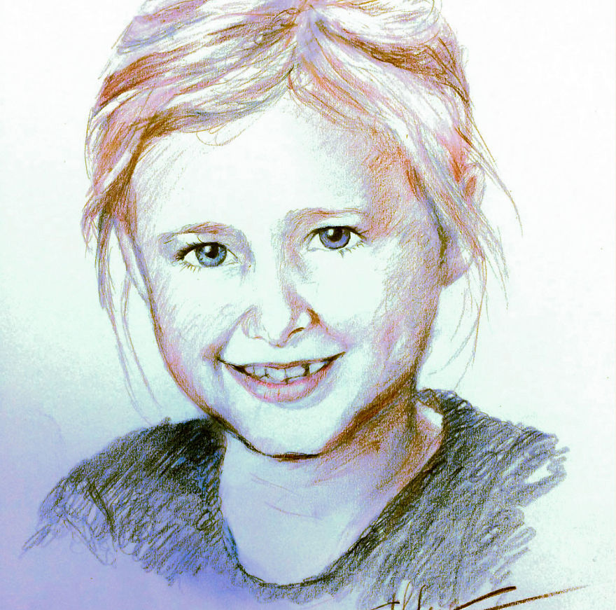 Portrait Drawing MY DAUGHTER AT AGE TWO 