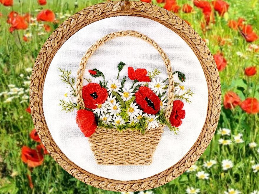 Embroidery Tutorials. Basket With Flowers.