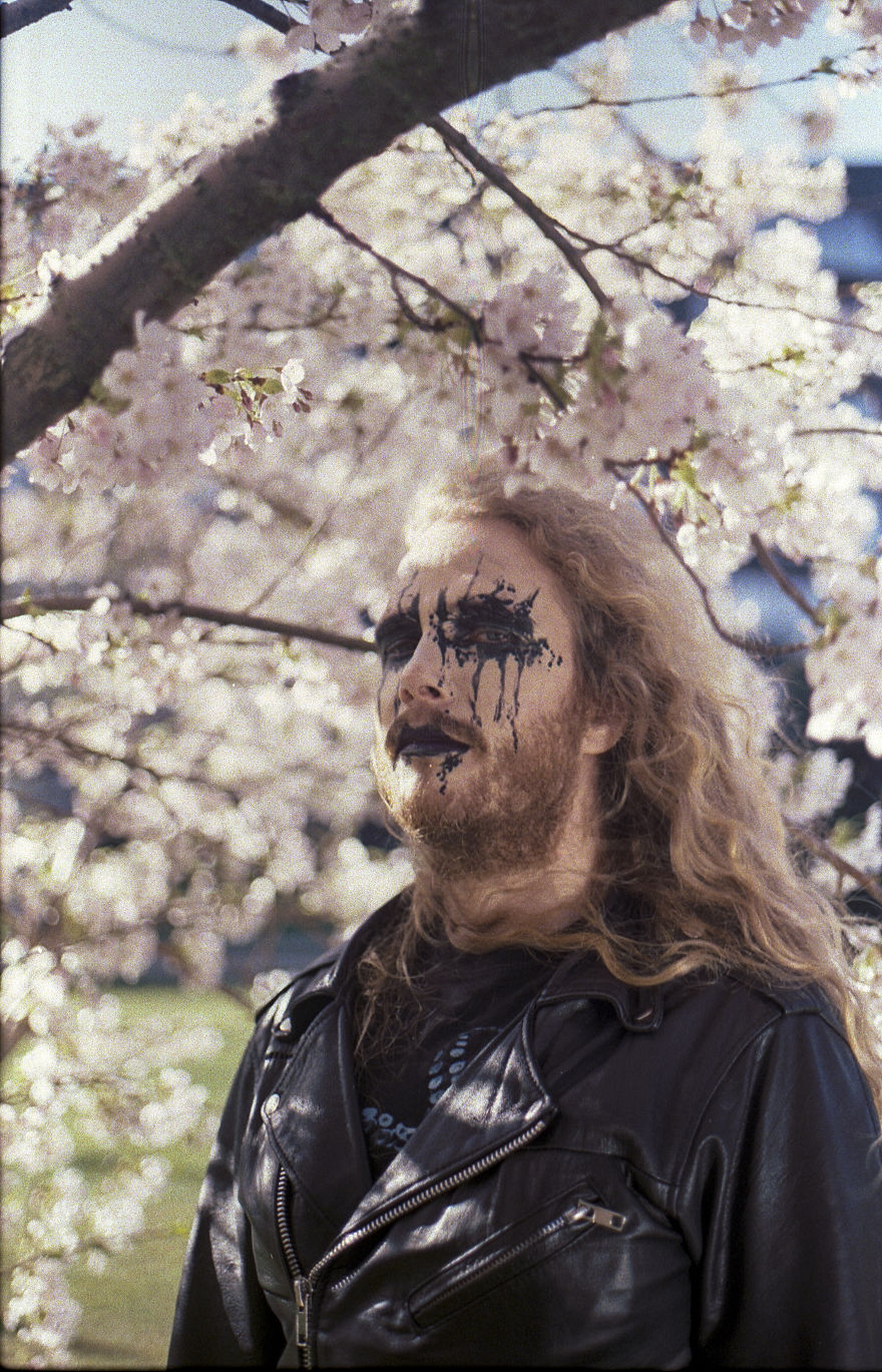 I Photographed My Friends In Corpsepaint And Pink Sakura Flowers On 35mm
