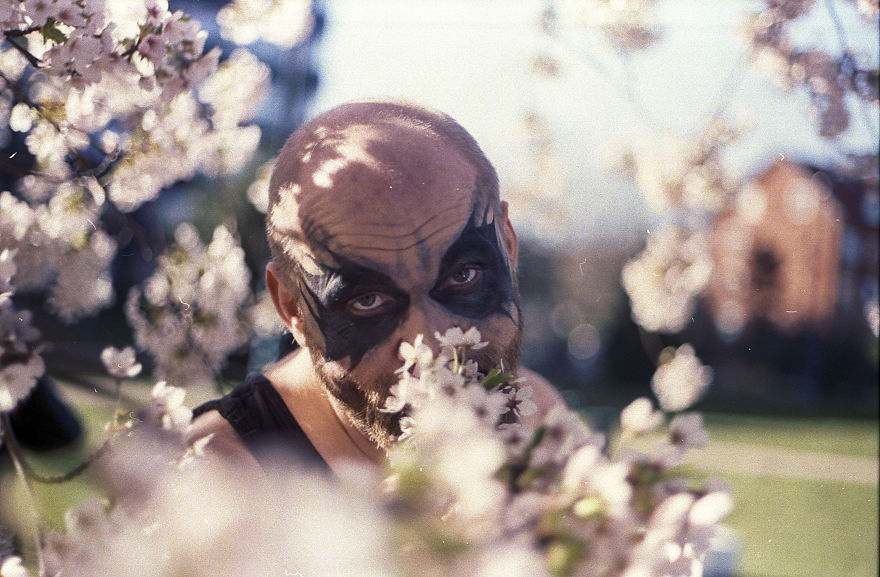 I Photographed My Friends In Corpsepaint And Pink Sakura Flowers On 35mm