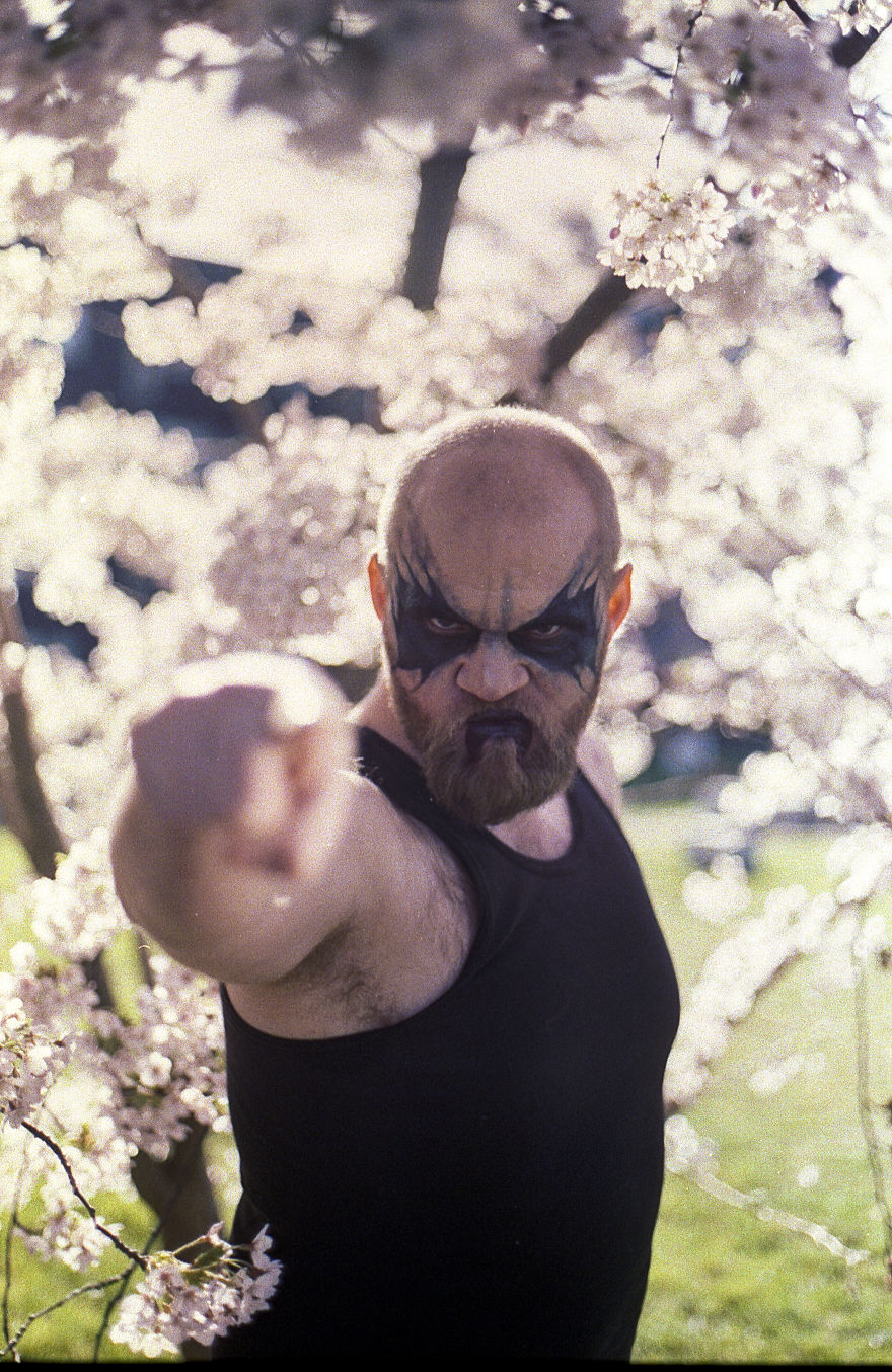 I Photographed My Friends In Corpsepaint And Pink Sakura Flowers On 35mm