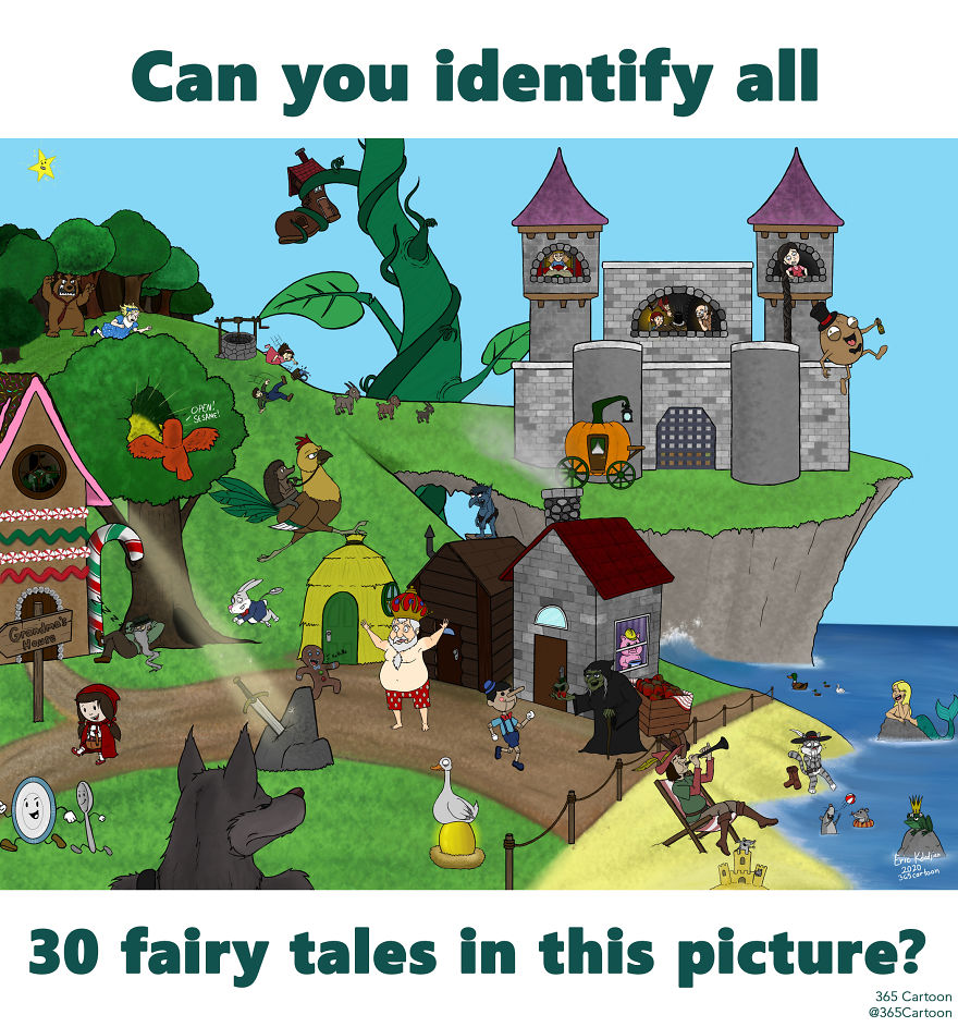 I Bet You Can't Identify All 30 Fairy Tales In This Picture?