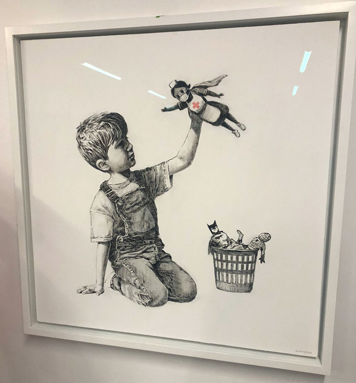 Banksy Gifts A Hospital His Newest Painting Where He Honors Healthcare Workers