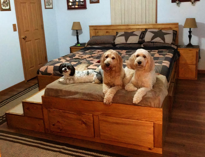 This Company Makes Custom Wooden Bed Frames With Built-In Pet Beds