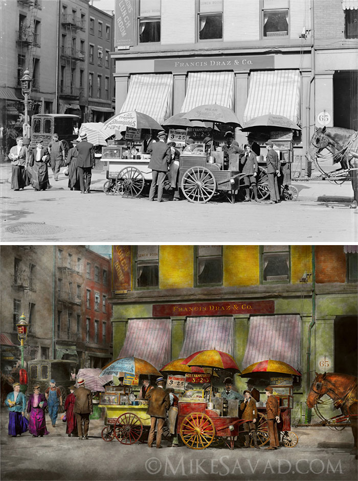 Lunch Carts On Broadway St,1906