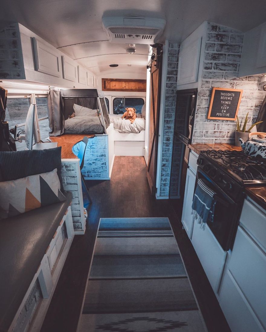 Beautiful DIY School Bus Conversion -With Clever Design Hacks.