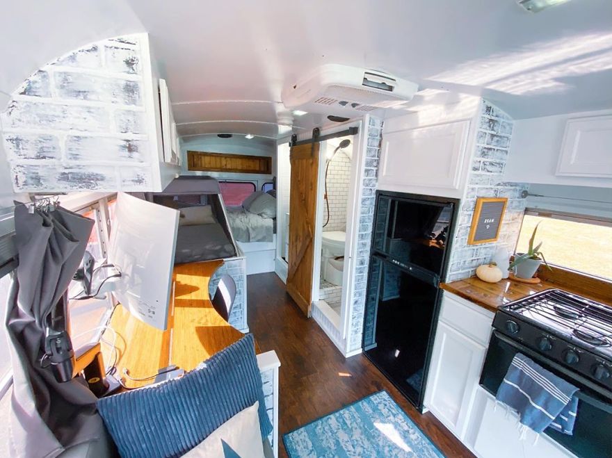 Beautiful DIY School Bus Conversion -With Clever Design Hacks.