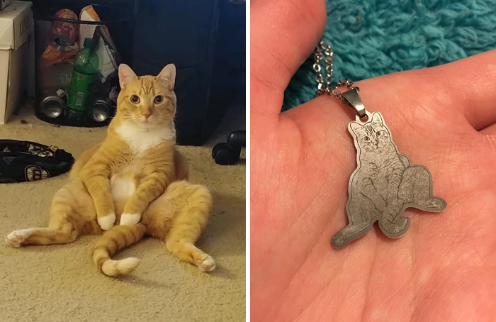My idiot cat does this so often that my fiance had a necklace made for me of his signature pose