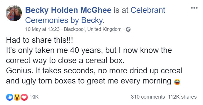 "It's Only Taken Me 40 Years": Woman Is Left Stunned Upon Finding Out How To Close A Cereal Box The Right Way