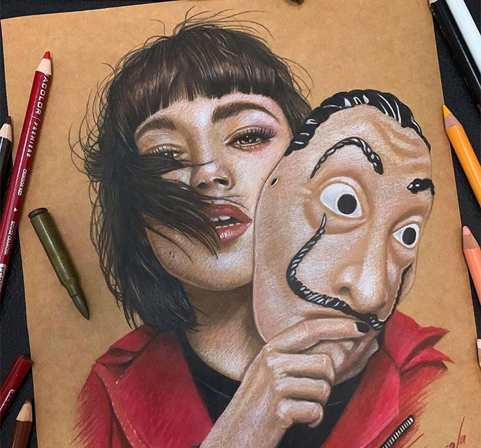 Filipino Artist Drew Money Heist’s Characters And Went Viral After One Of The Actresses Posted His Fan Art On Instagram
