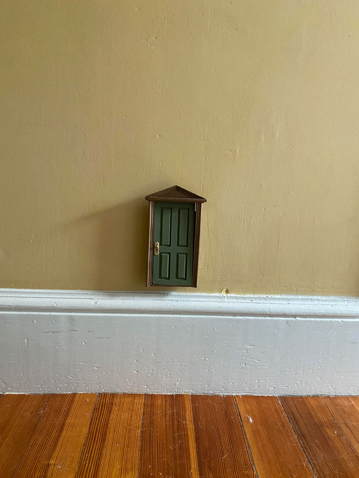 Woman Puts Dollhouse Doors As Electrical Outlet Covers Around Her Home